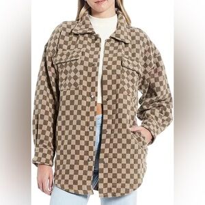 FORNIA APPAREL Women's Brushed Tan Checkerboard Shacket